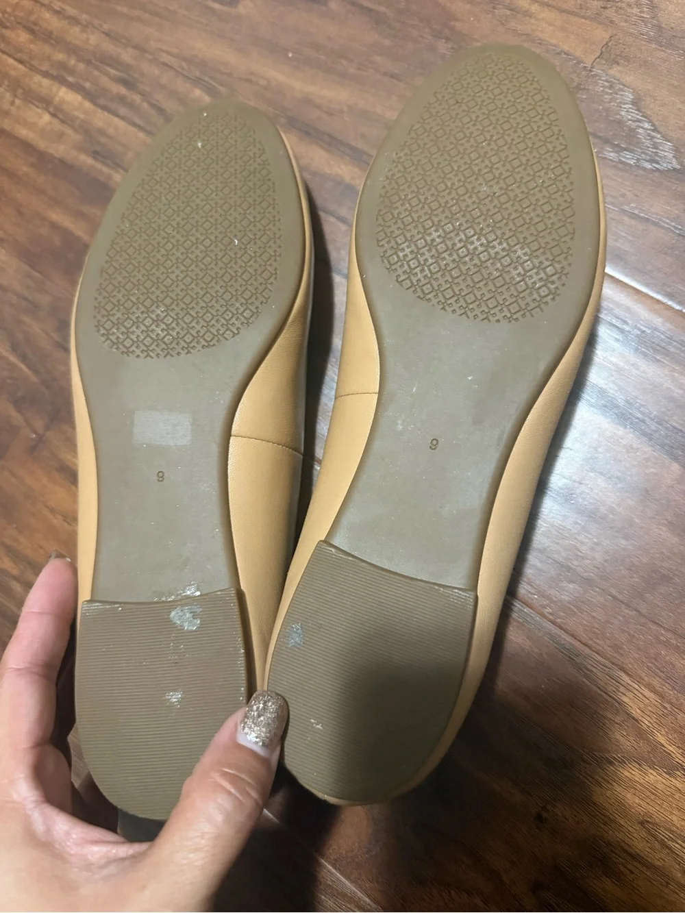 Tory Burch Beige Leather Logo Ballet Flats